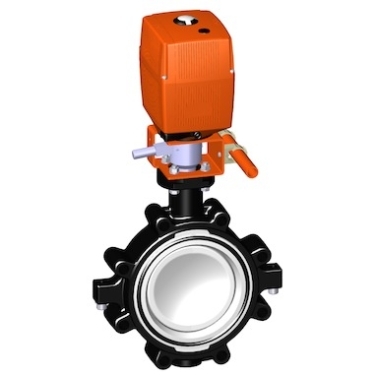 電動塑料閥門 +GF+電動蝶閥 141型凸耳式蝶閥，100-230V